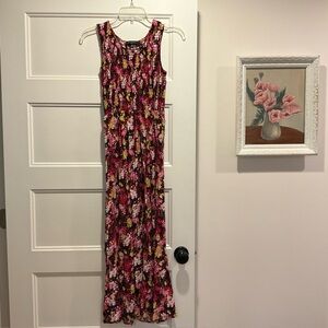 Smocked Top Floral Sleeveless Maxi Dress